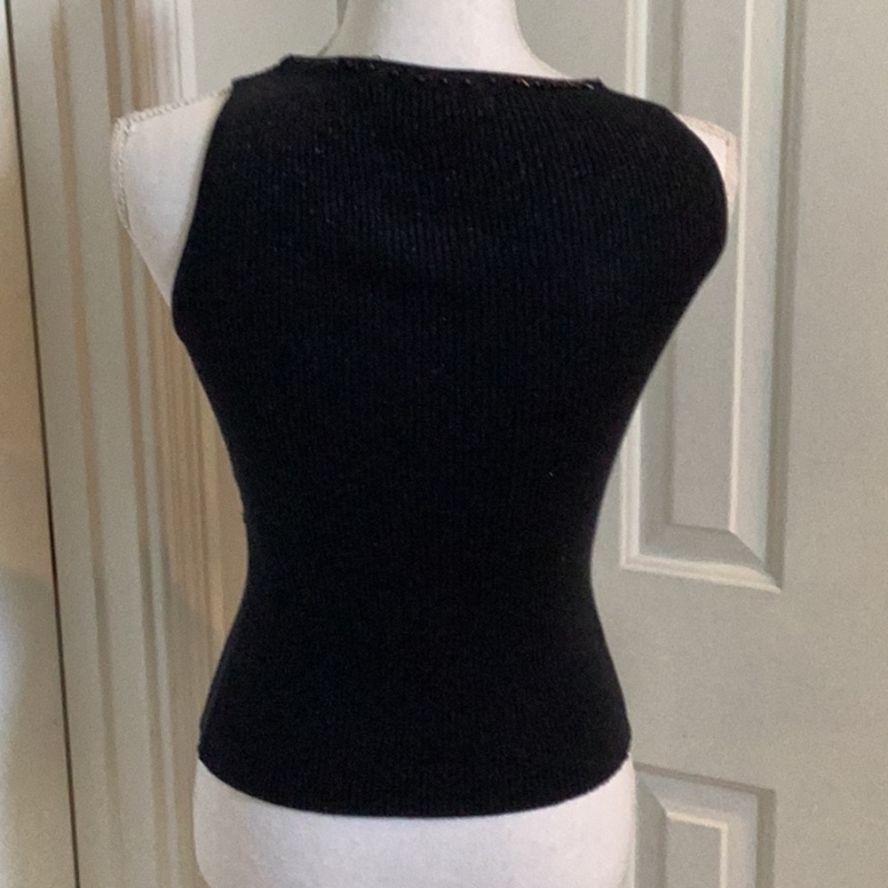 Cache Vintage Black Metallic Beaded Sleeveless Sweater - Picture 5 of 8